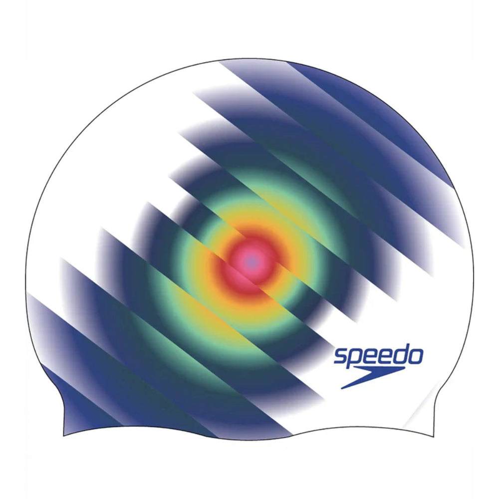 Speedo Adult's Digital Printed Swimming Cap (White/Blue)