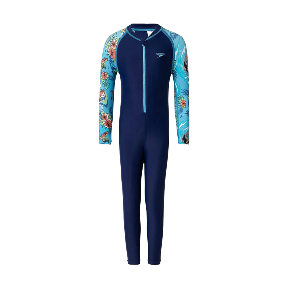 Speedo Boy's Color Block All In 1 Swimming Suit (Harmony/Picton Blue/White)