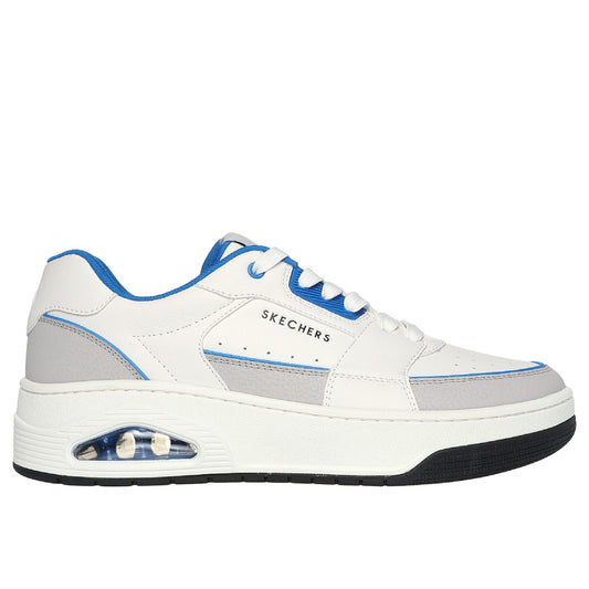 SKECHERS Men's Uno Court-Low-Post Casual shoe (White/Blue)