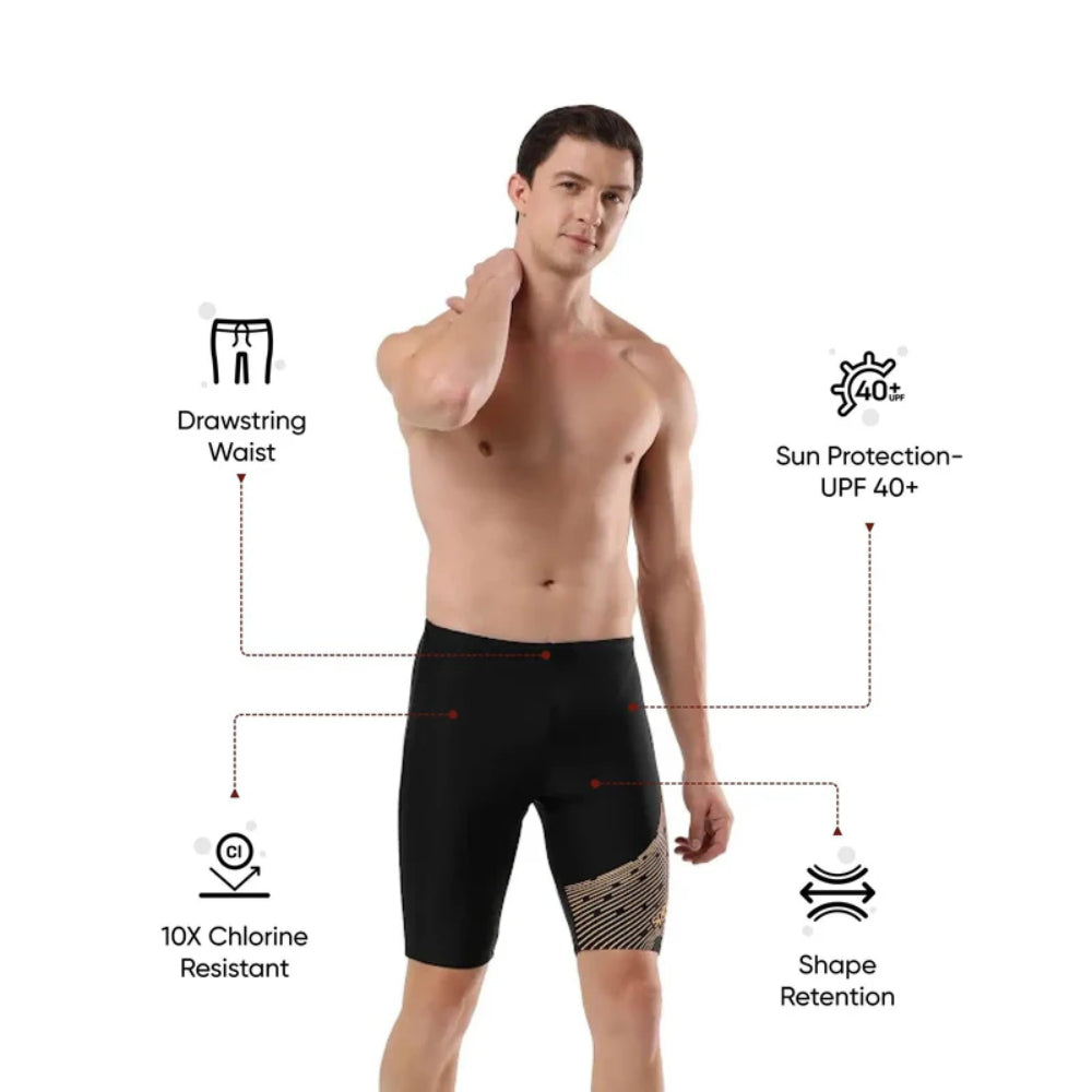 Speedo Men's Medley Logo Swimming Jammer (Black/Madarin Peel)