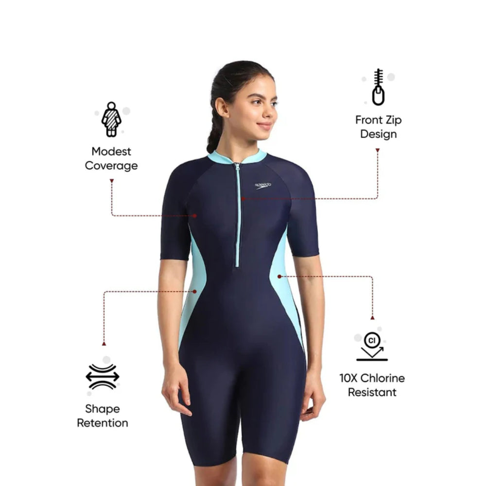 Speedo Women's Essential Panel Kneesuit (True Navy/Marin Blue)