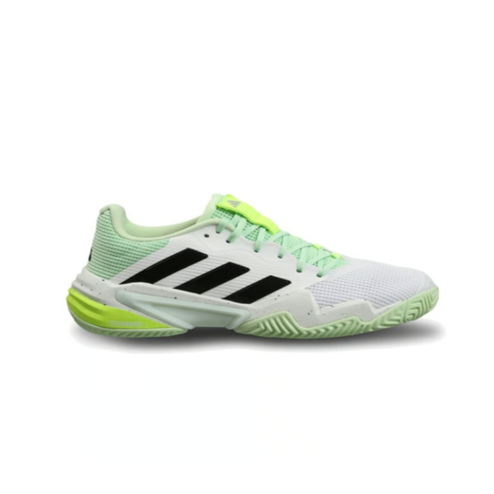 Adidas Men's Barricade 13 Tennis Shoe (Cloud White/Core Black/Semi Green Spark)