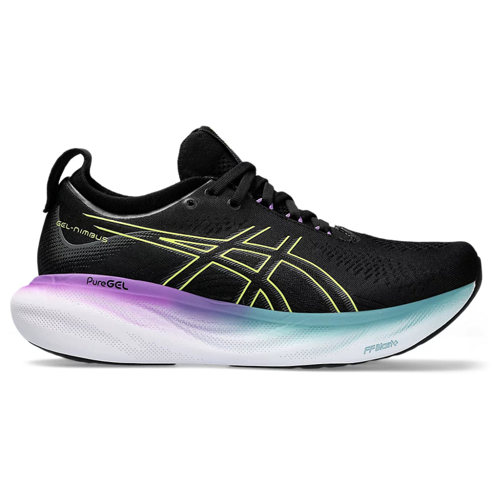 ASICS Women's Gel-Nimbus 25 Running Shoe (Black/Glow Yellow)