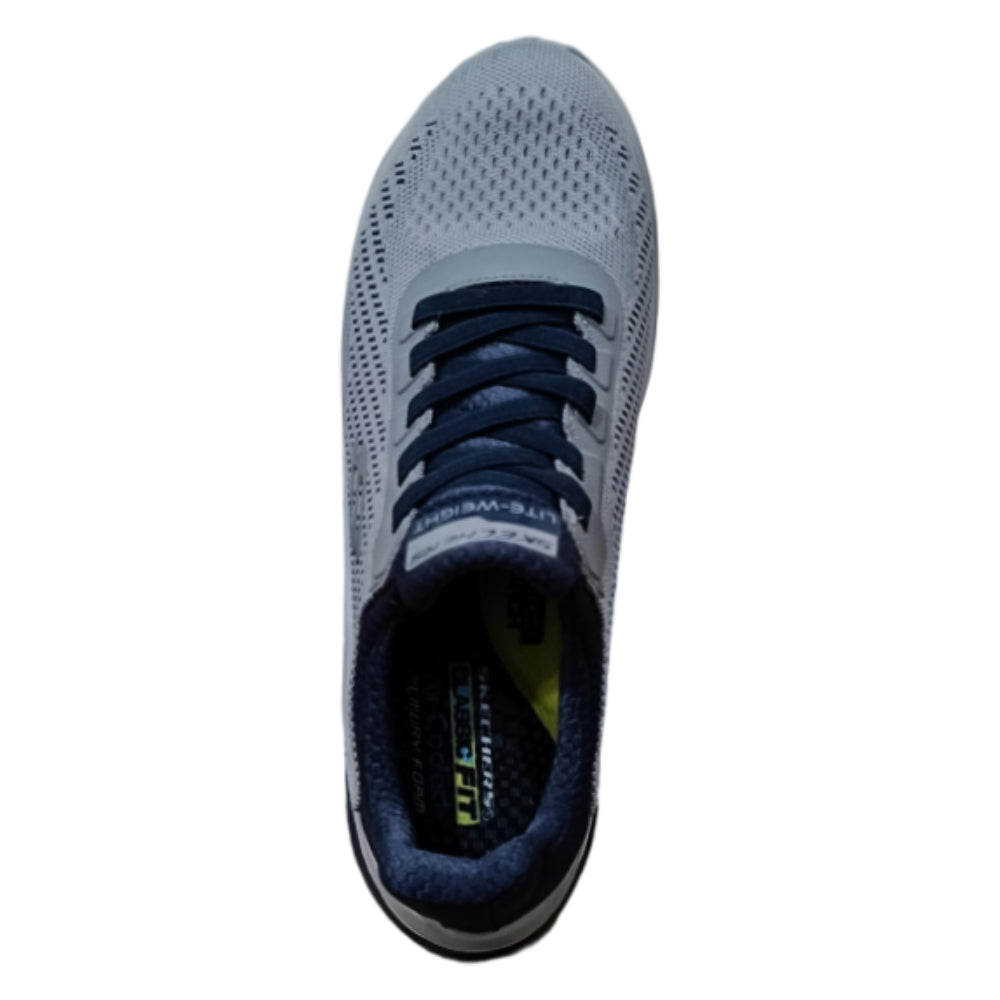 SKECHERS Men's Delson 3.0 Running Shoe (Grey/Navy)