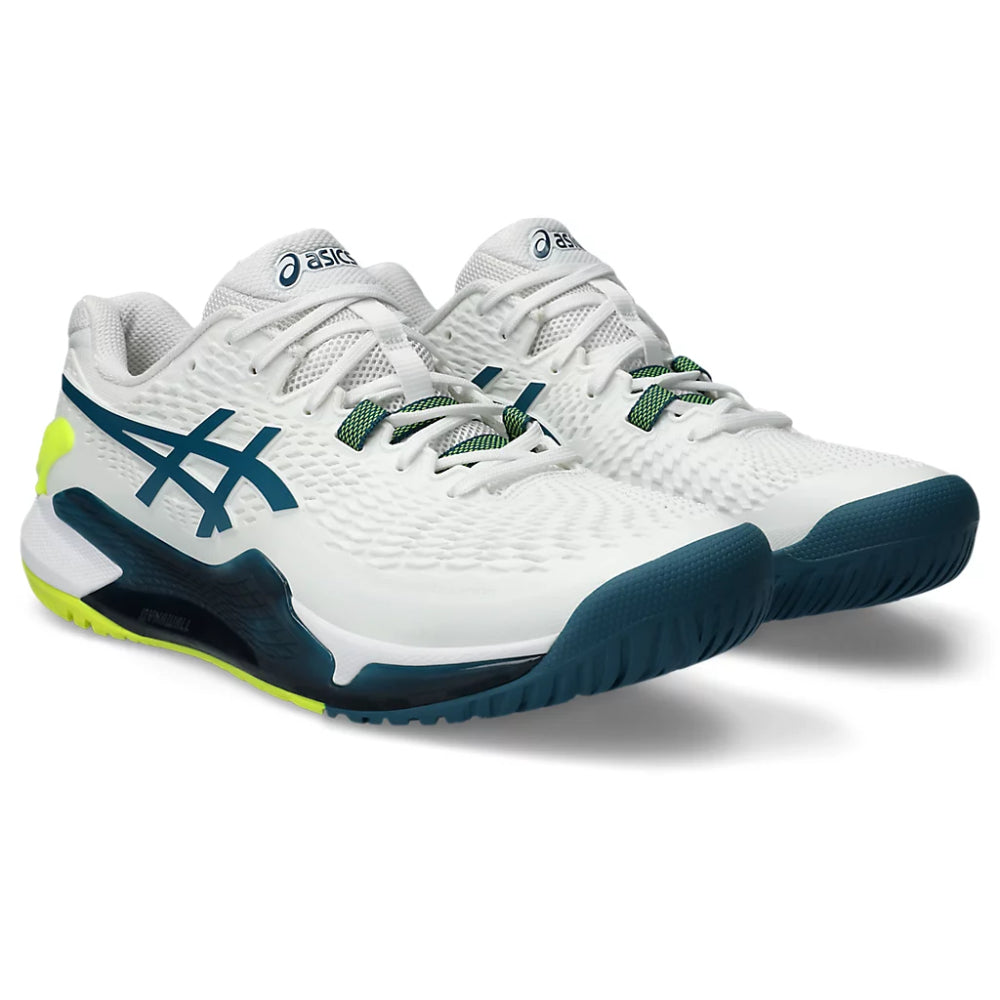 asics Gel-Resolution 9 top tennis White,Restful Teal Shoess