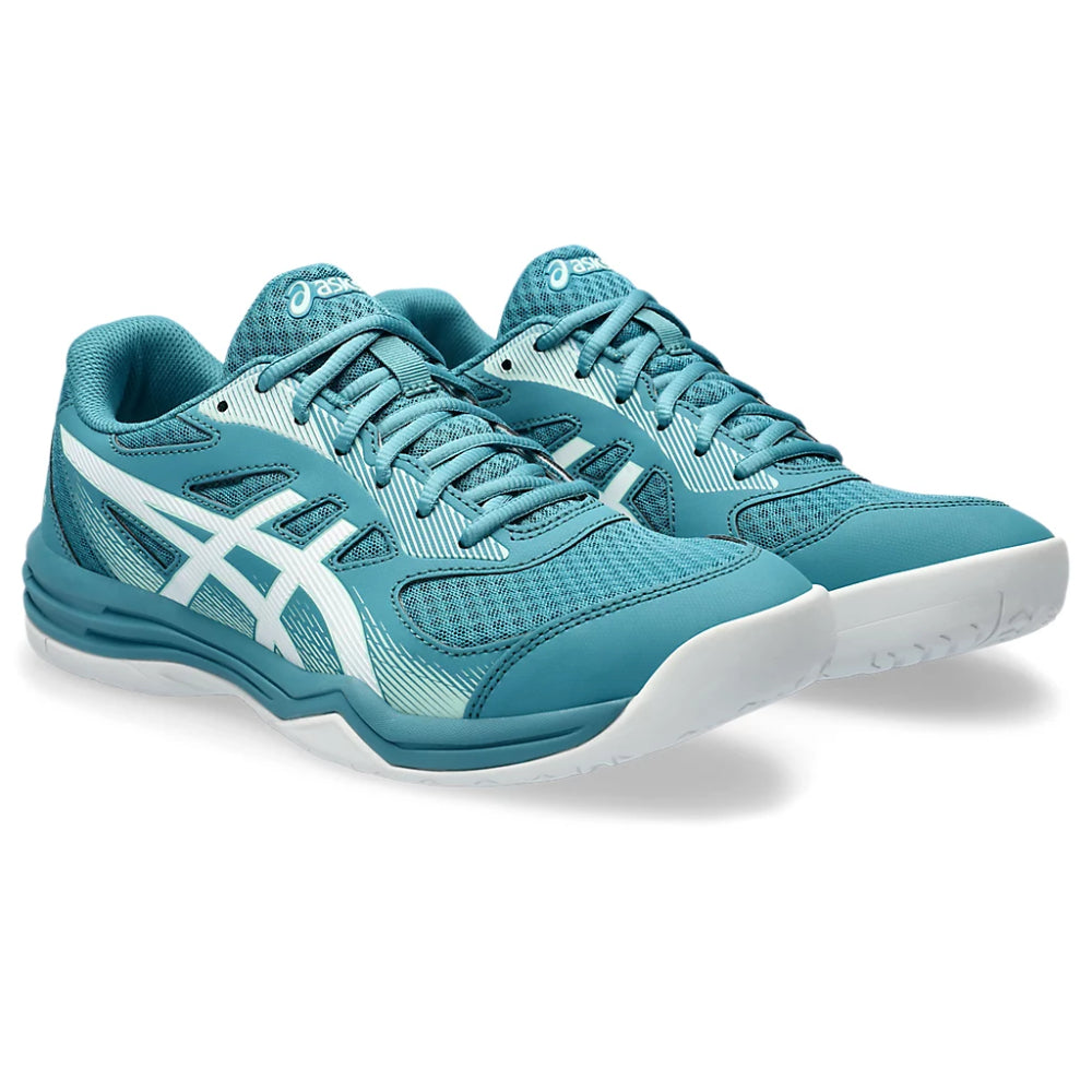 asics Upcourt 5 top badminton Blue Teal,White shoes
