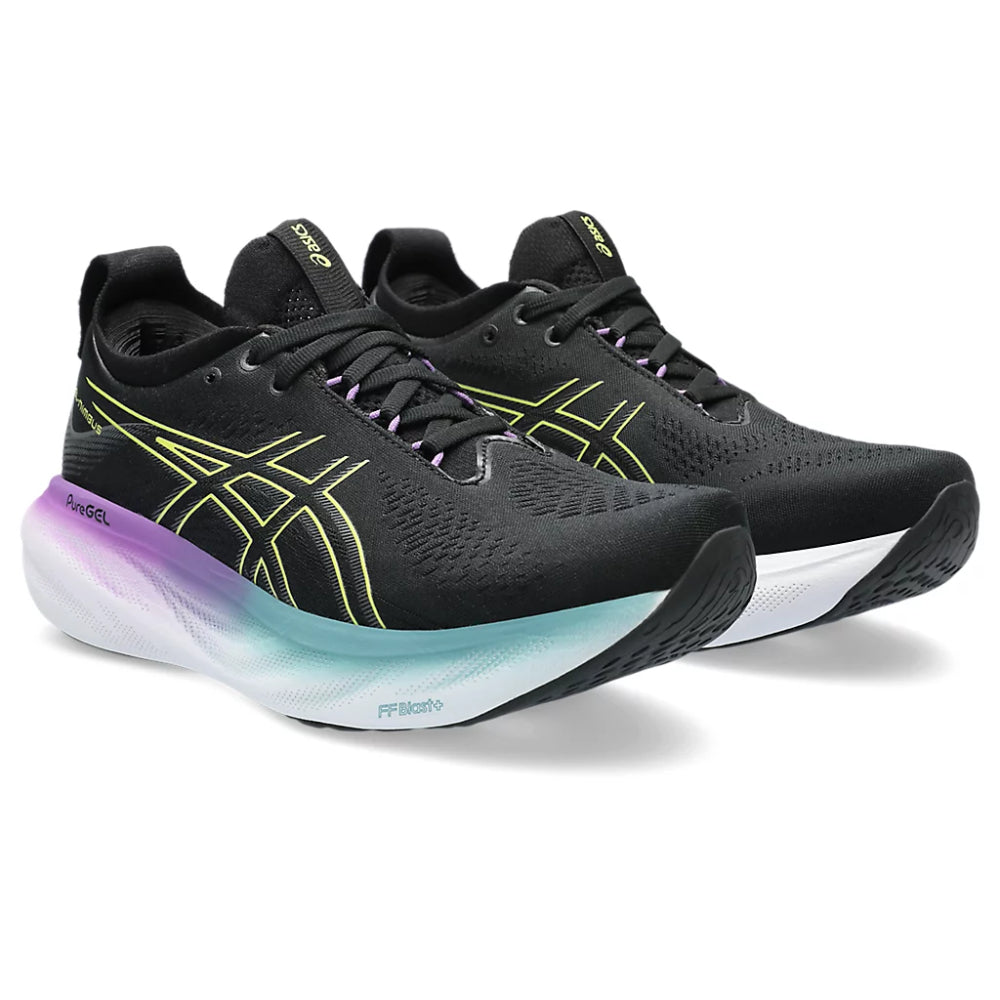 Asics Women Gel-Nimbus 25 top running black,Glow Yellow Shoes