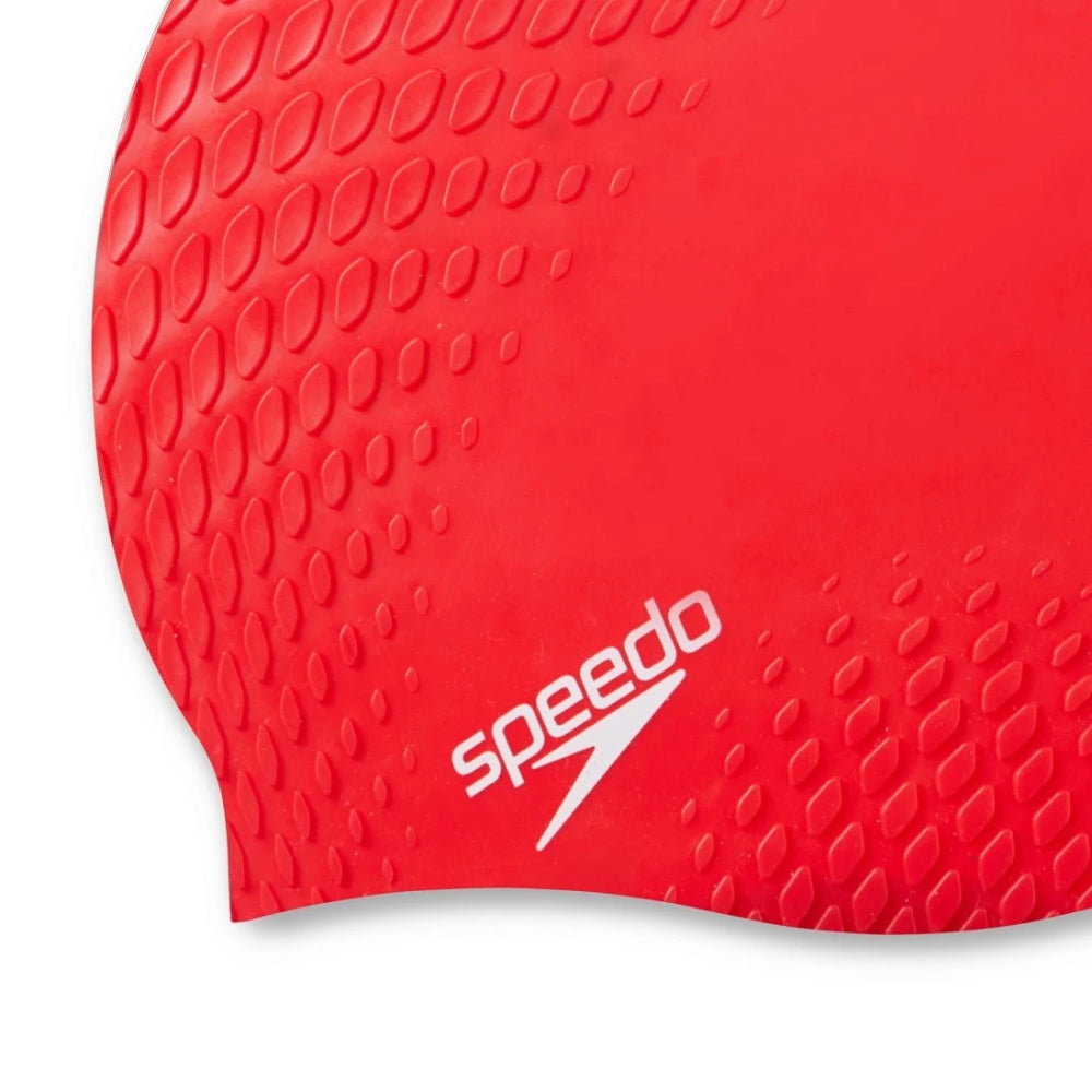 Speedo Adult's Bubble Active+ Swimming Cap (Red)