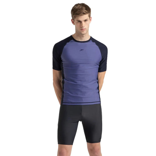 Speedo Men's Short Sleeve Suntop (Hapuna Blue/True Navy)