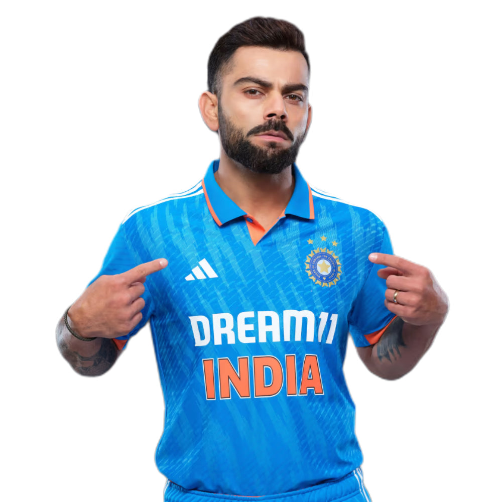 Regular Fit Adidas Men India Cricket Odi Fan Bright Blue Jersey