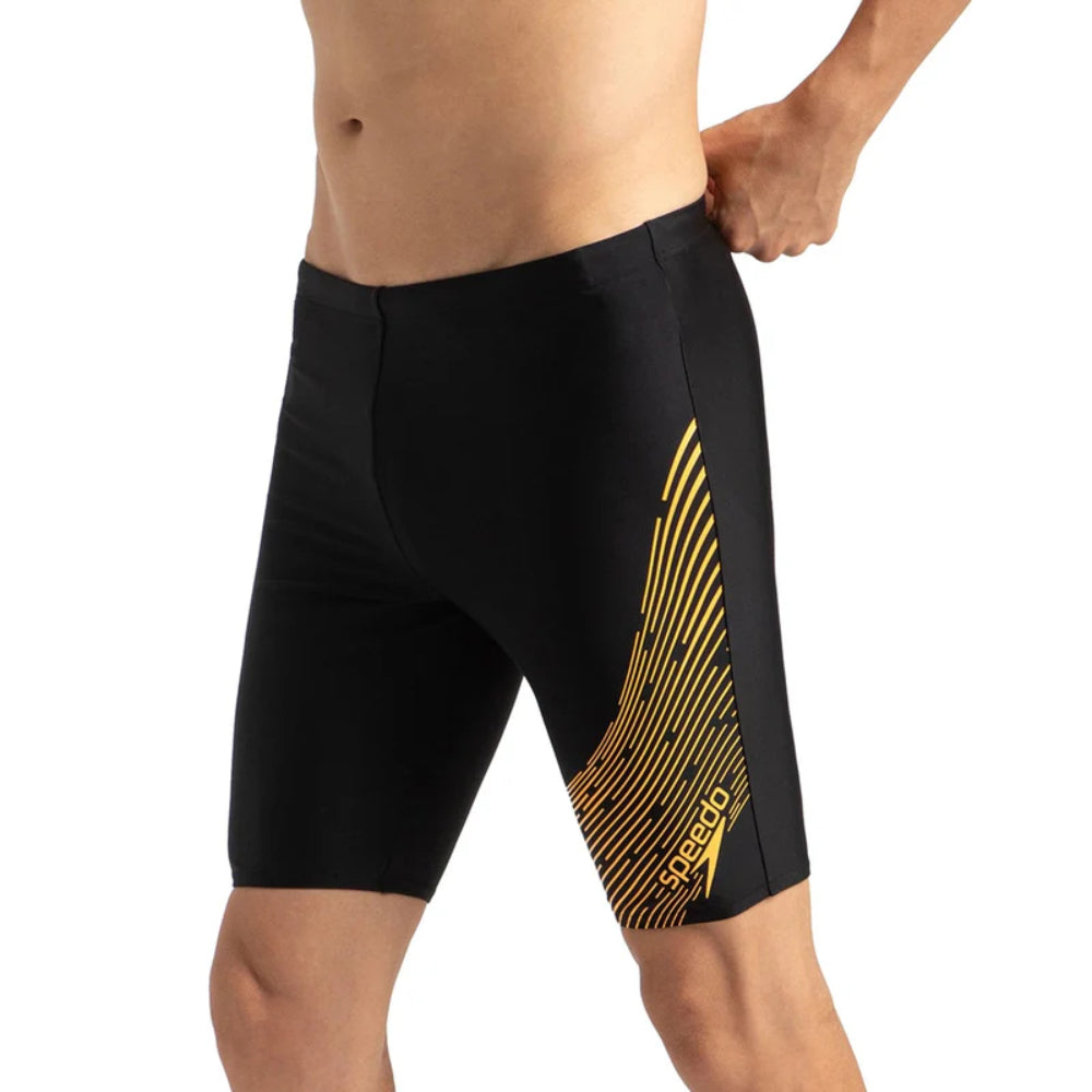 Speedo Men's Medley Logo Swimming Jammer (Black/Madarin Peel)