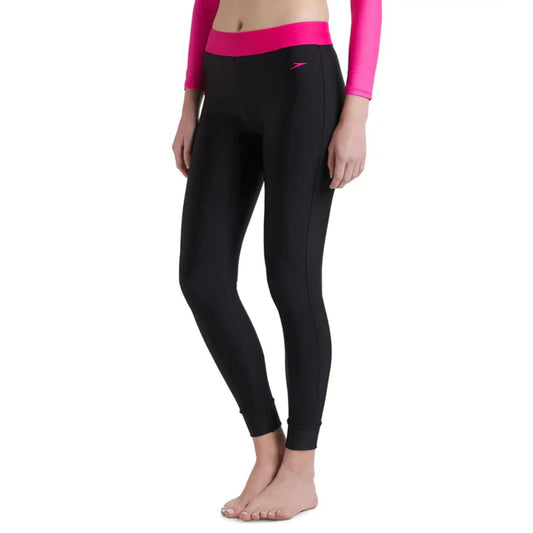 Speedo Women's Contrast Swim Legging (Black/Pink)