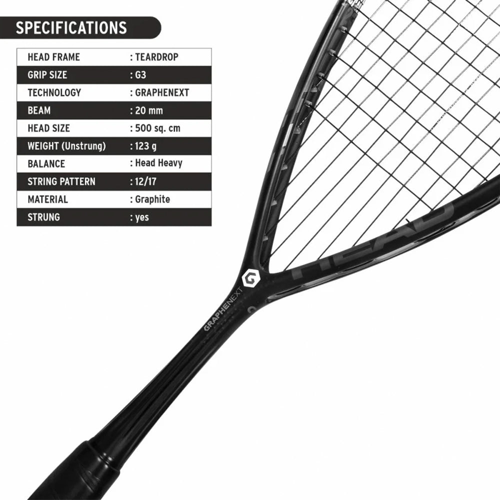 Head Graphene XT Hurricane 123 Squash Racquet (Black)