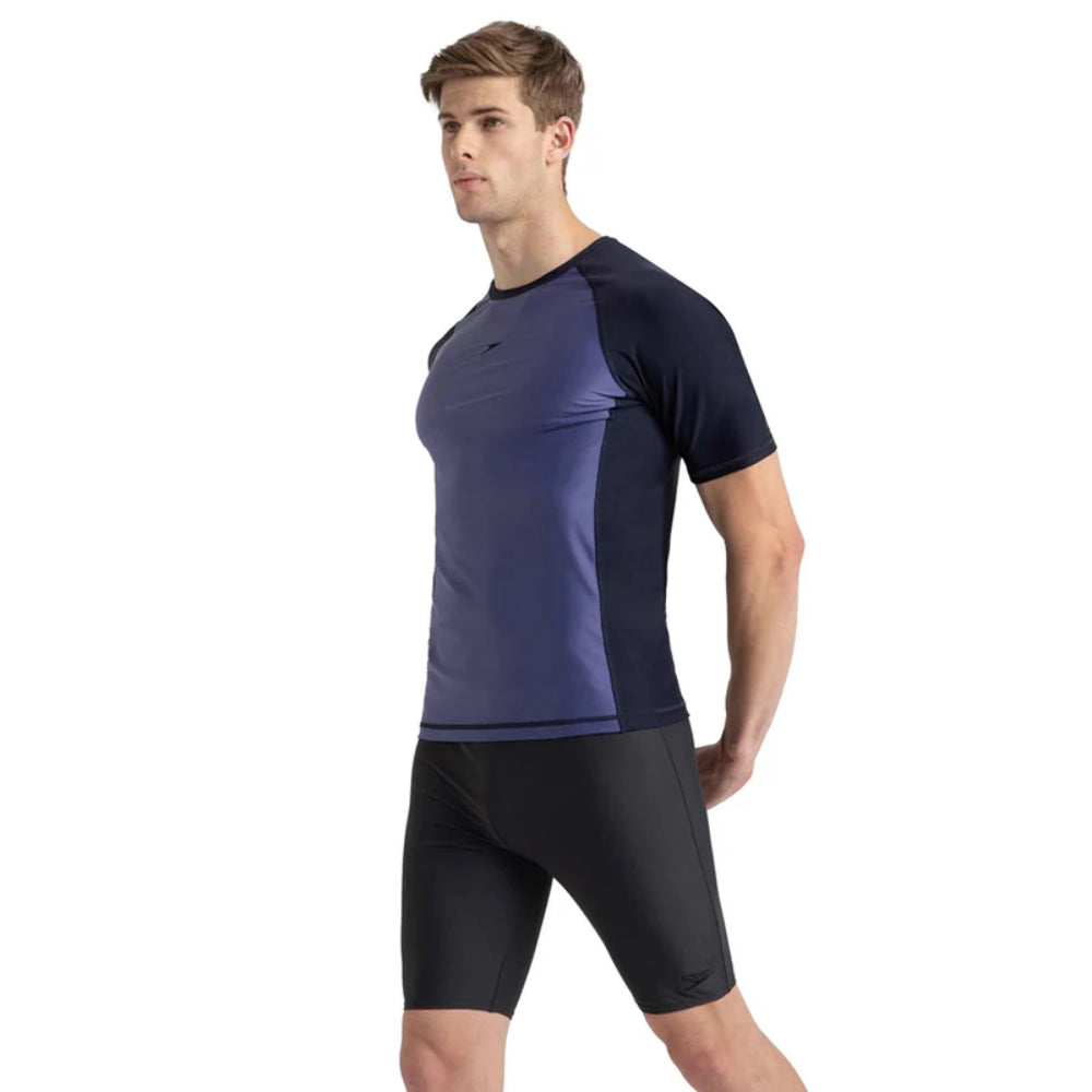 Speedo Men's Short Sleeve Suntop (Hapuna Blue/True Navy)