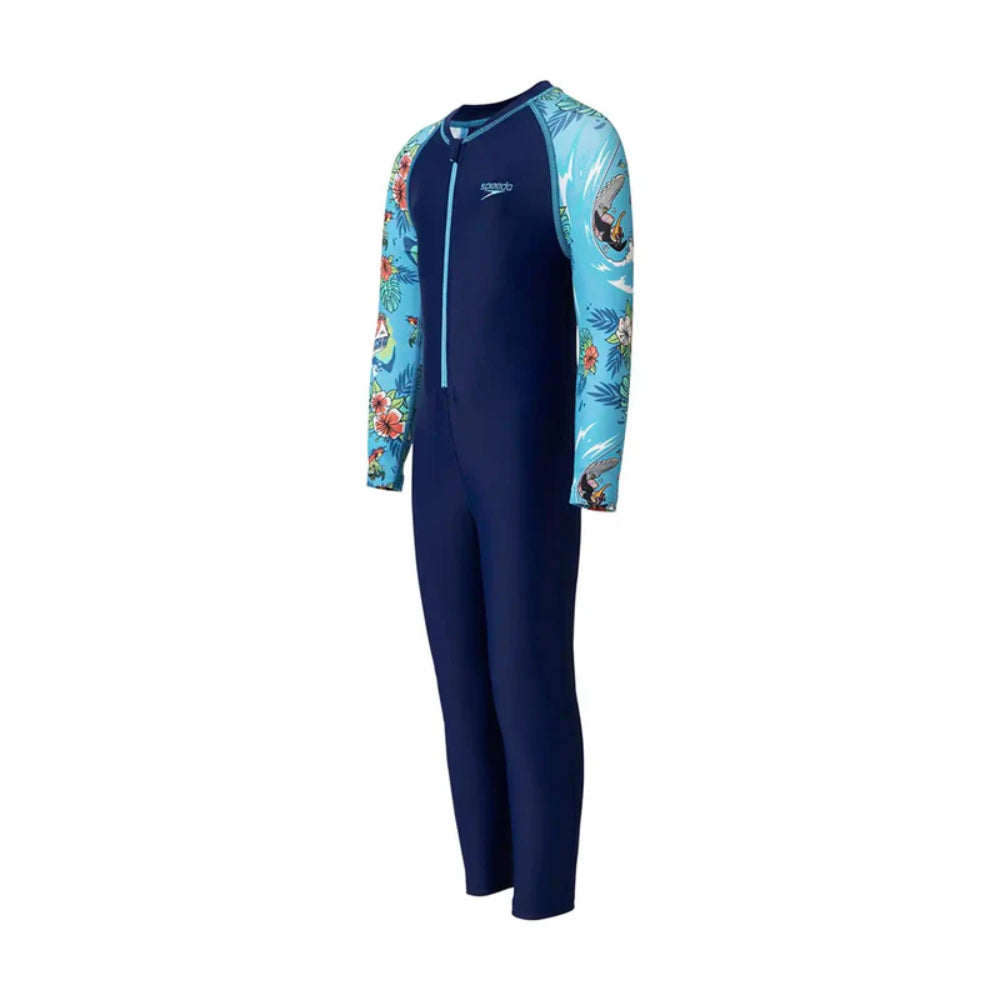 Speedo Boy's Color Block All In 1 Swimming Suit (Harmony/Picton Blue/White)
