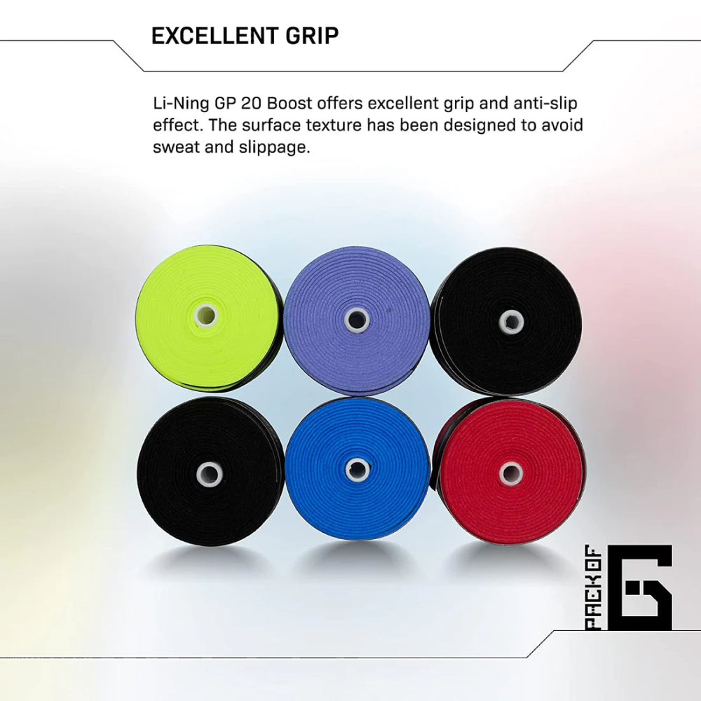 Li-Ning GP-20 Boost Badminton Racquet Grip (Pc. 6) (Assorted)
