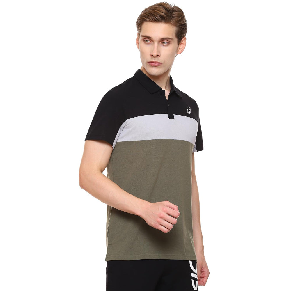 asics regular fit color blocked polo Black,Green Top