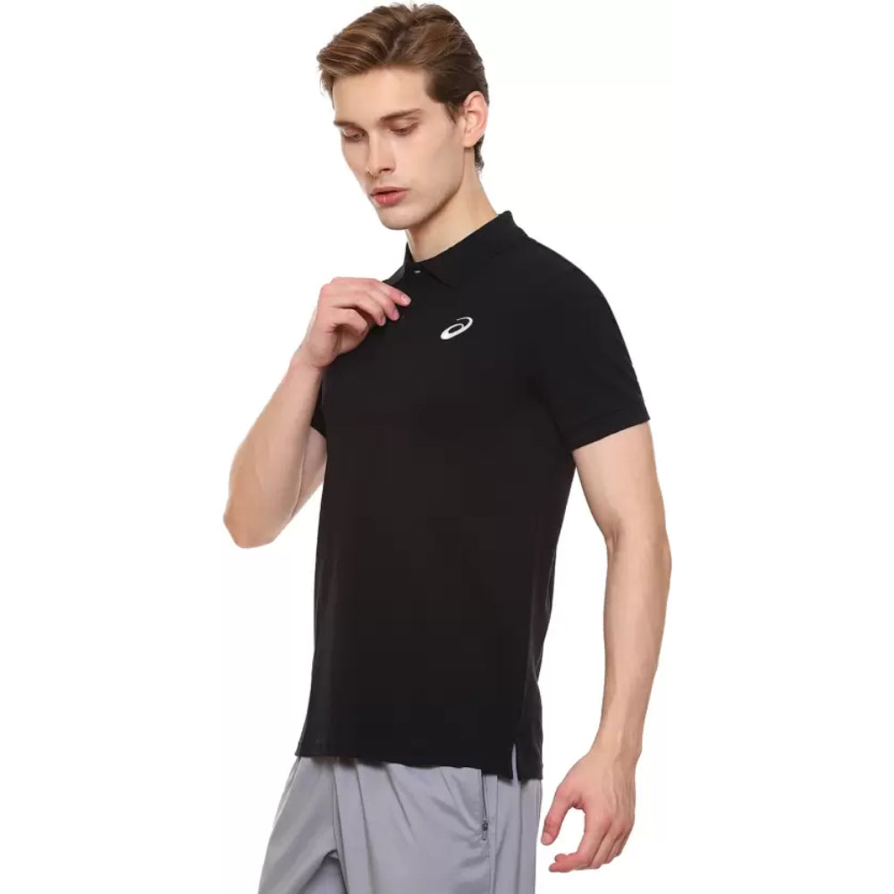 asics rib knit collor men Black Top