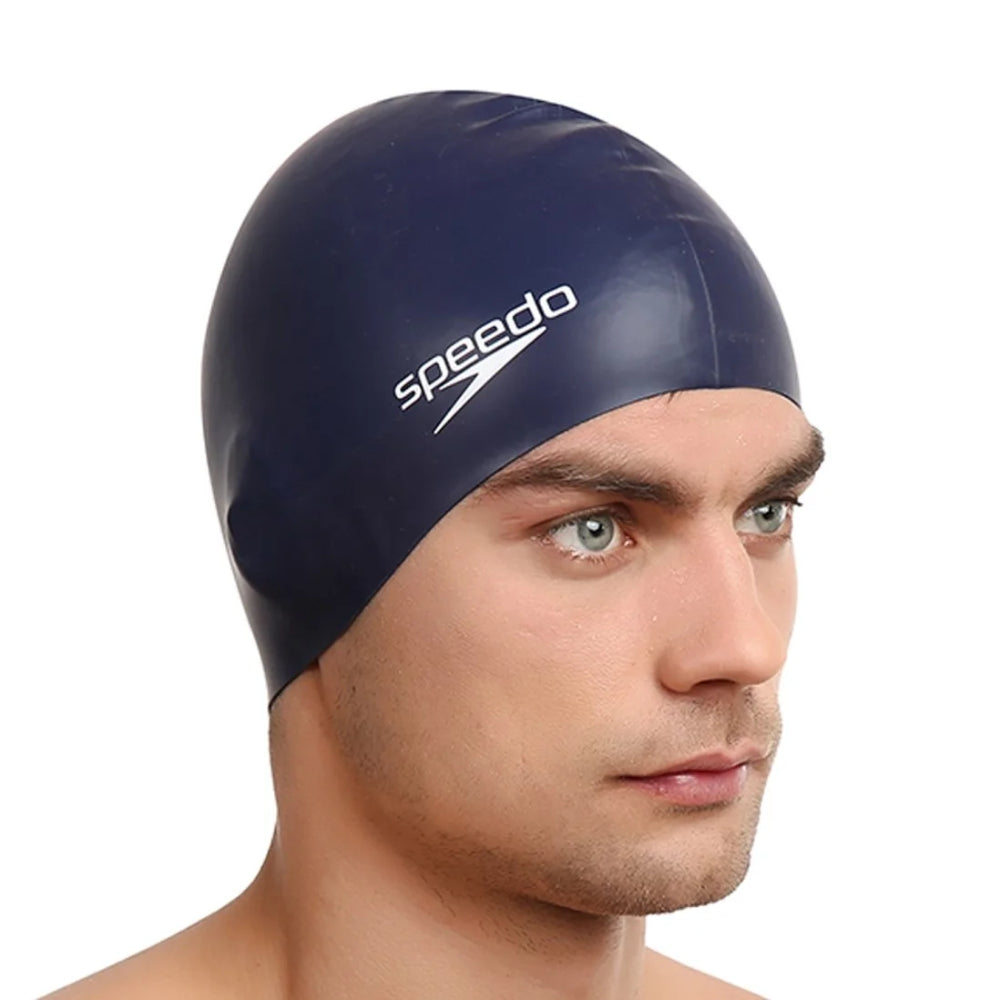 Speedo Adult's Flat Silicone Swimming Cap (Navy)