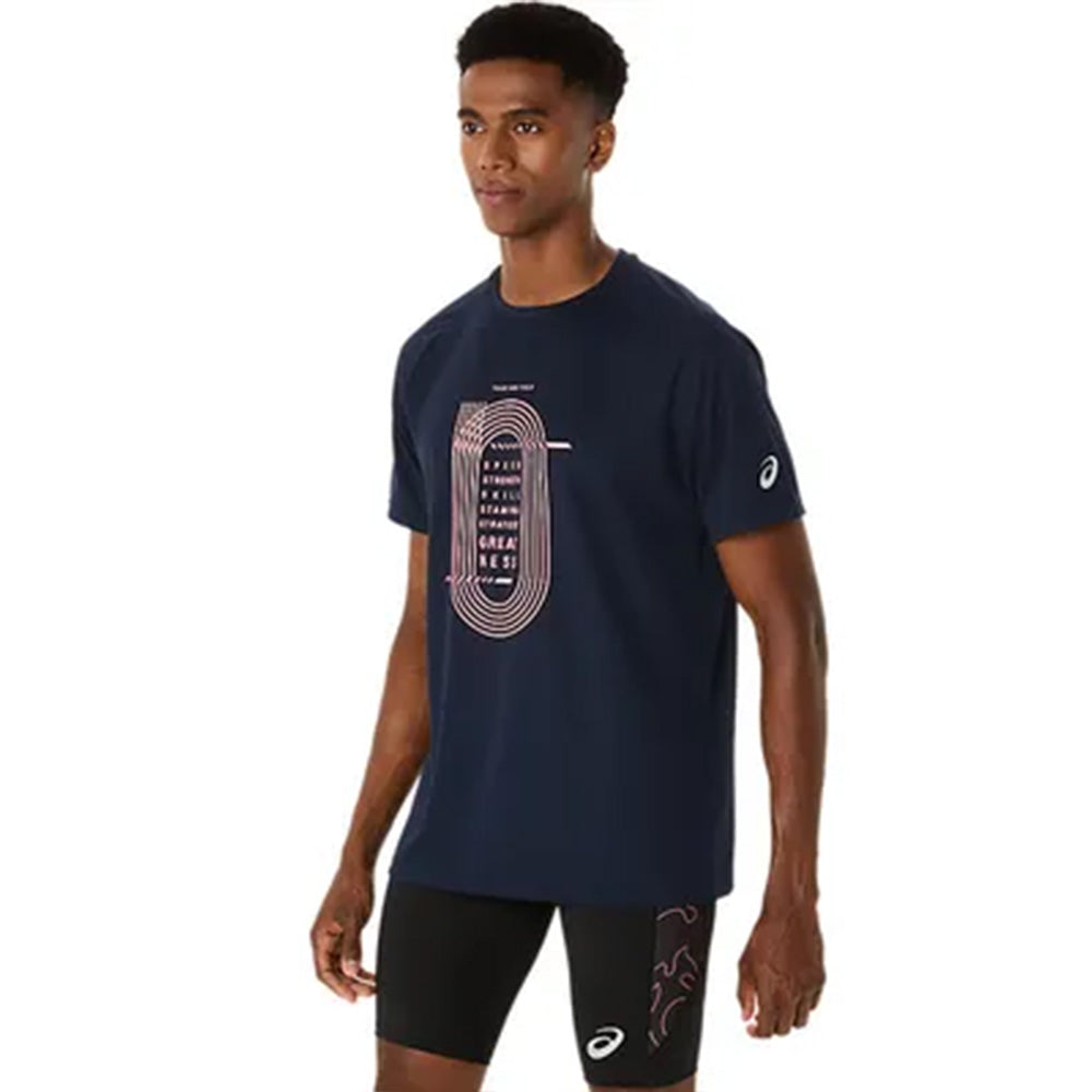 ASICS Men's Track Graphic Short Sleeve Top (Midnight)