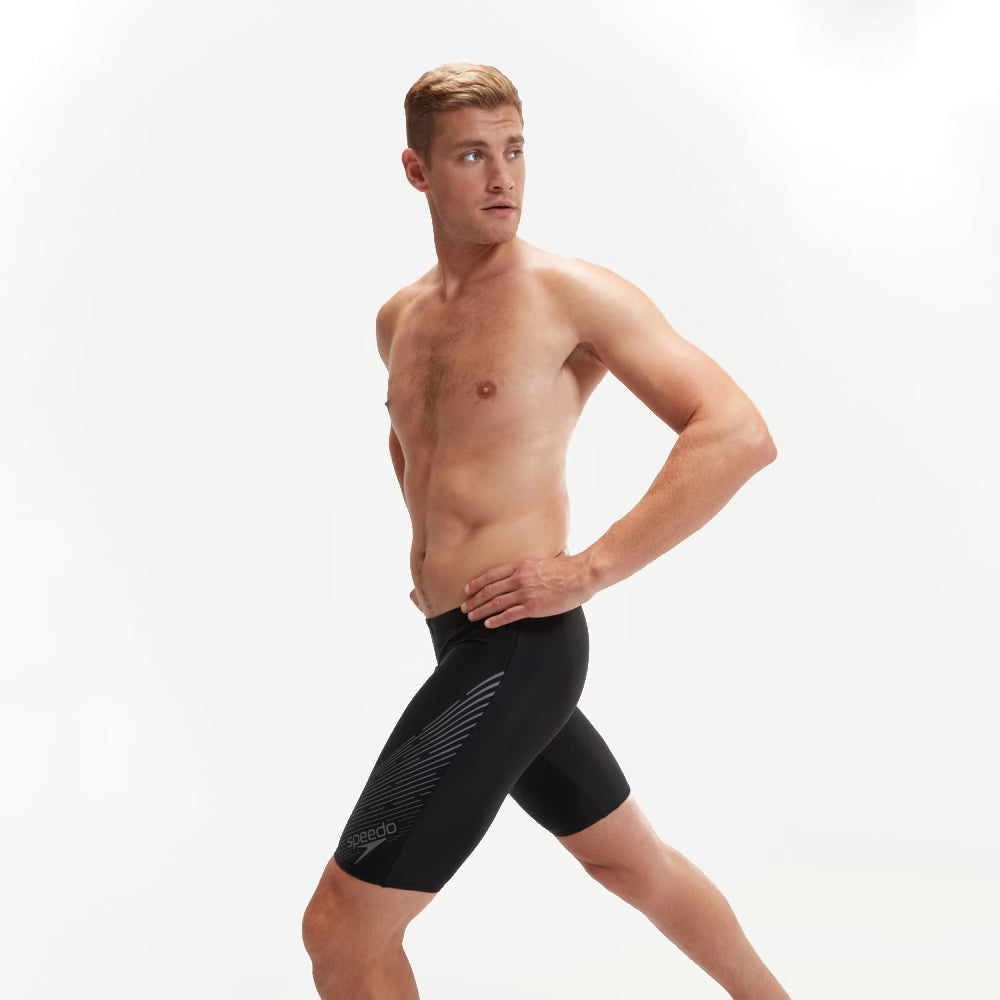 Speedo Men's Medley Logo Swimming Jammer (Black/Charcoal)