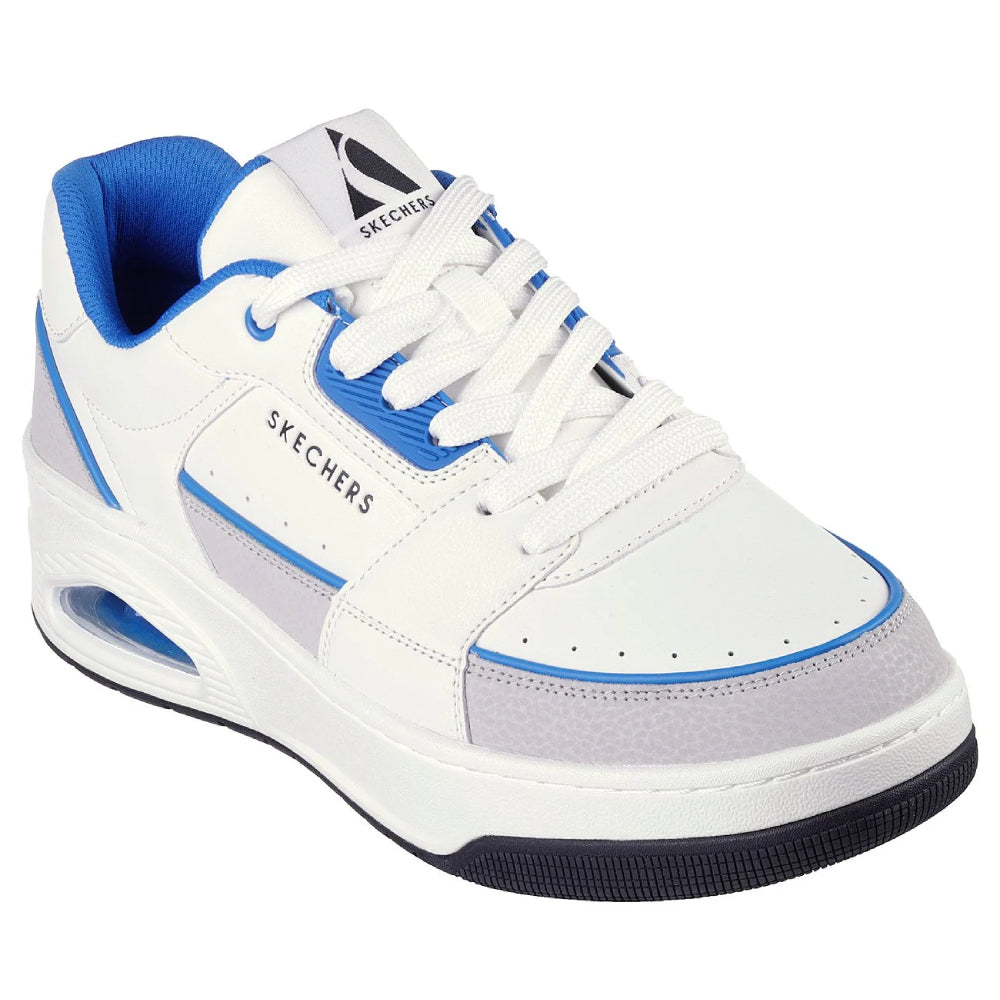 SKECHERS Men's Uno Court-Low-Post Casual shoe (White/Blue)