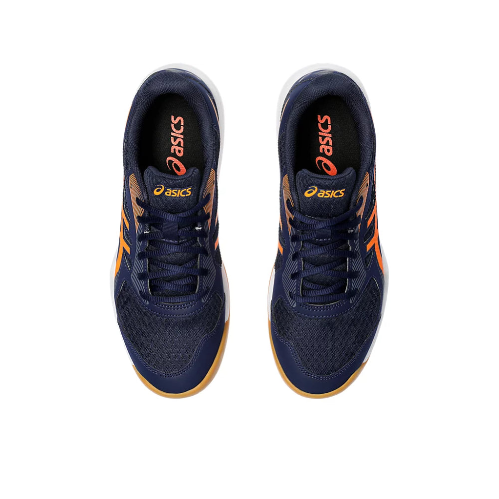 asics Upcourt 5 latest badminton Peacoat,Shocking Orange Shoes