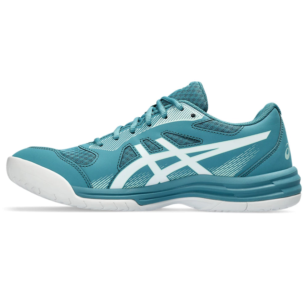 asics Upcourt 5 latest badminton Blue Teal,White shoes