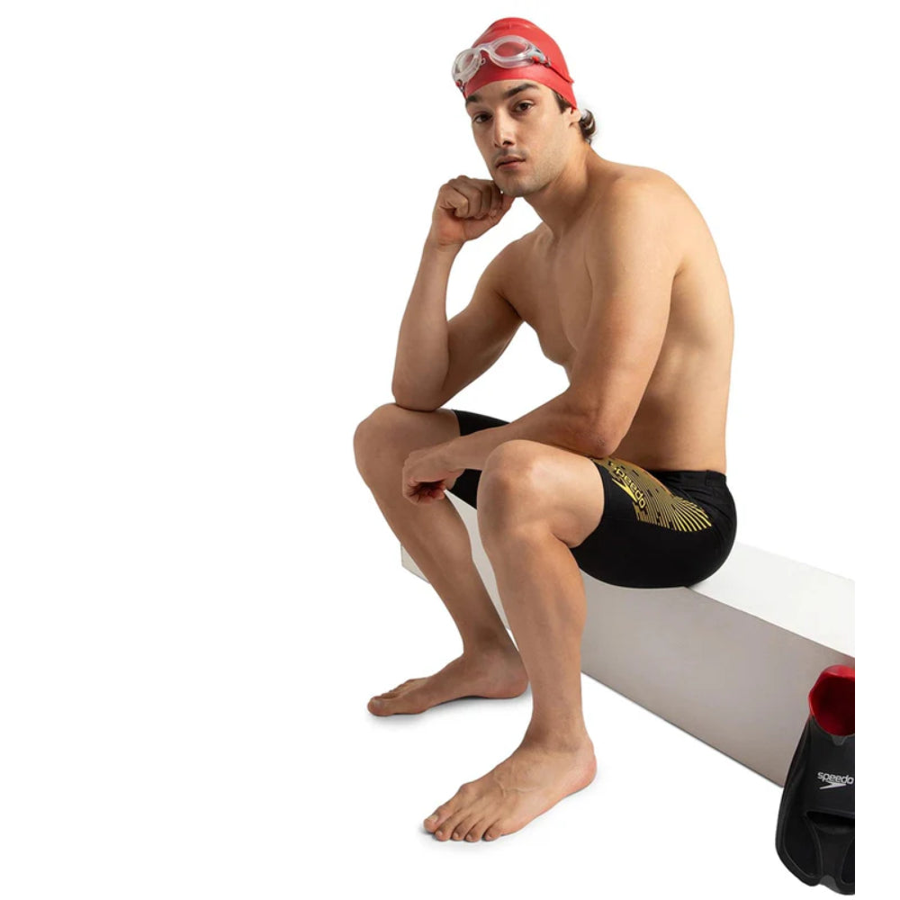 Speedo Men's Medley Logo Swimming Jammer (Black/Madarin Peel)