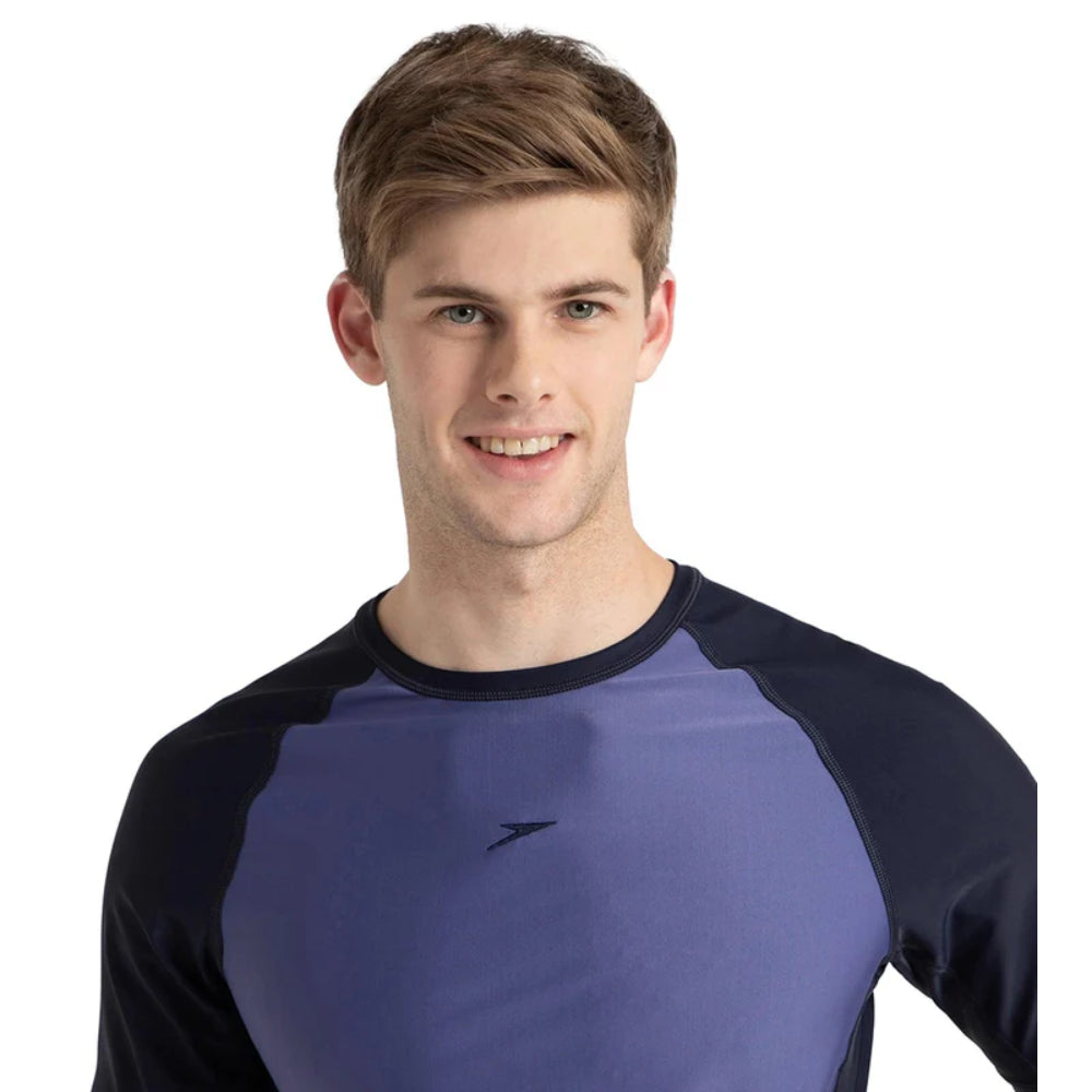 Speedo Men's Short Sleeve Suntop (Hapuna Blue/True Navy)