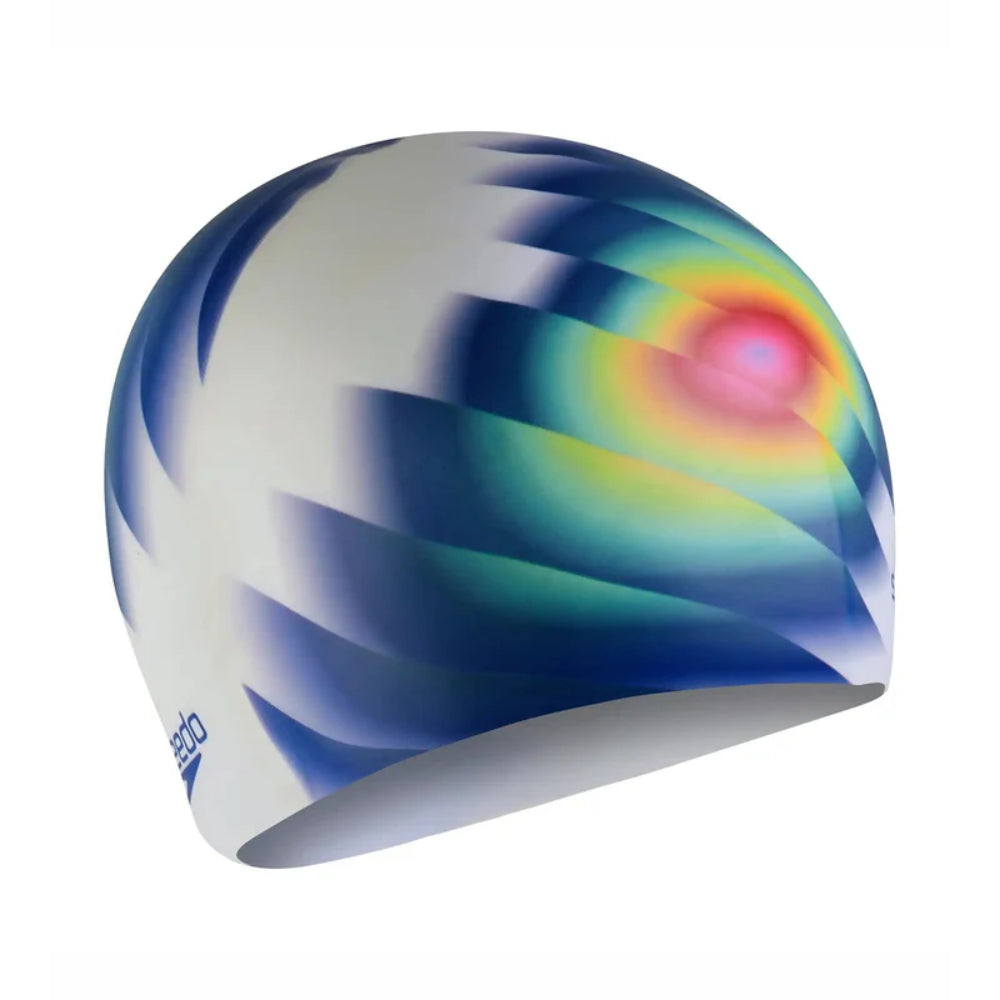 Speedo Adult's Digital Printed Swimming Cap (White/Blue)
