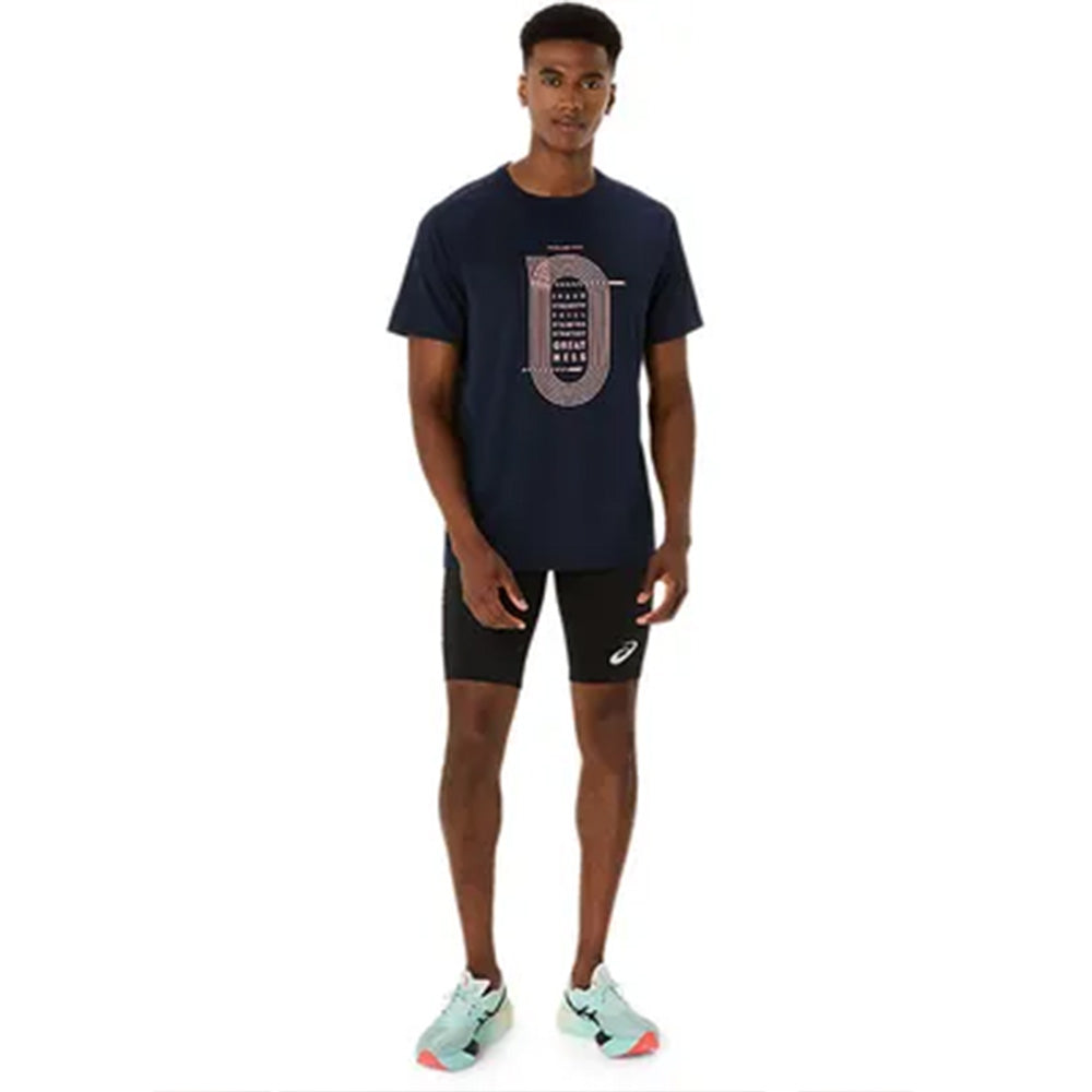 ASICS Men's Track Graphic Short Sleeve Top (Midnight)