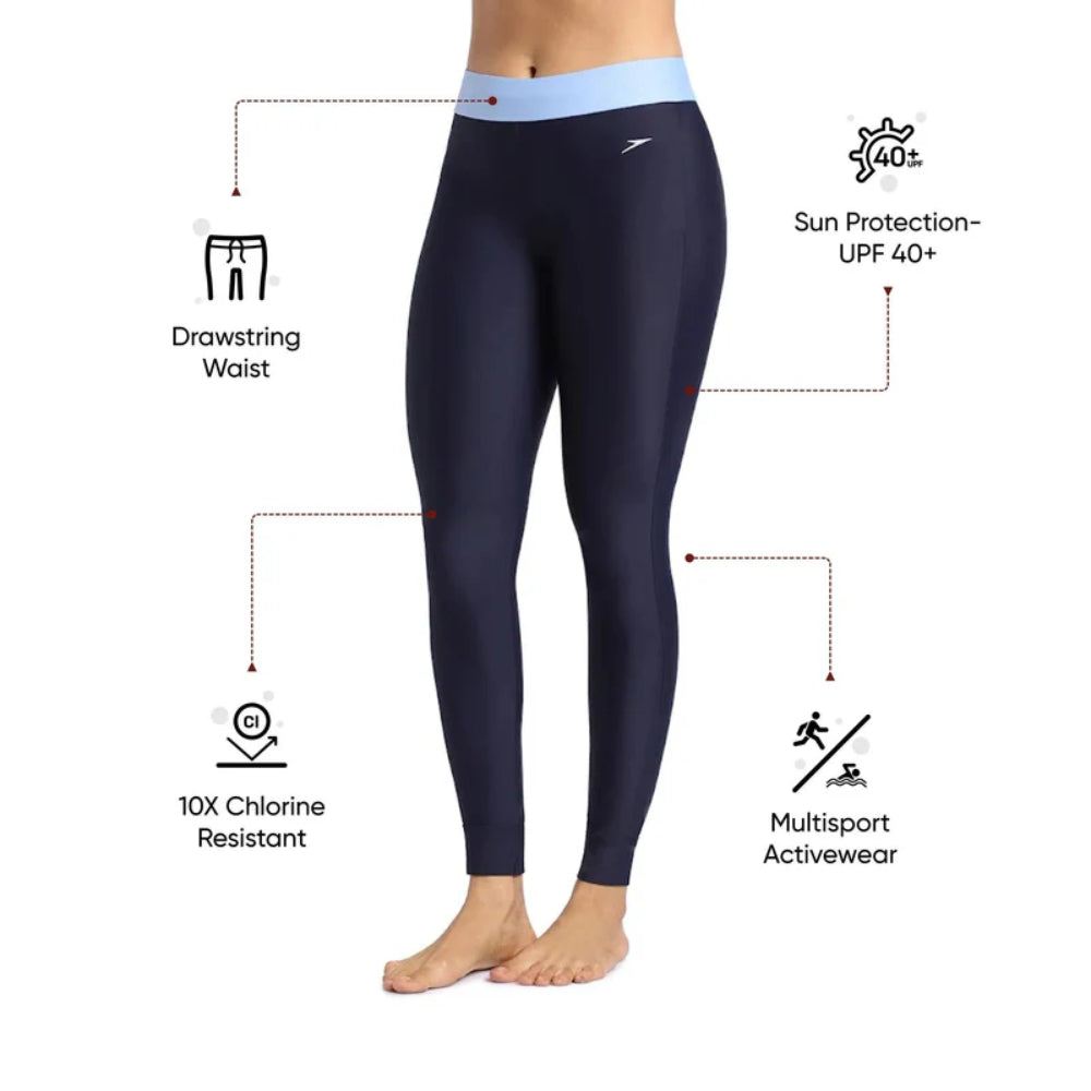 Speedo Women's Contrast Swim Legging (True Navy/Curious Blue)
