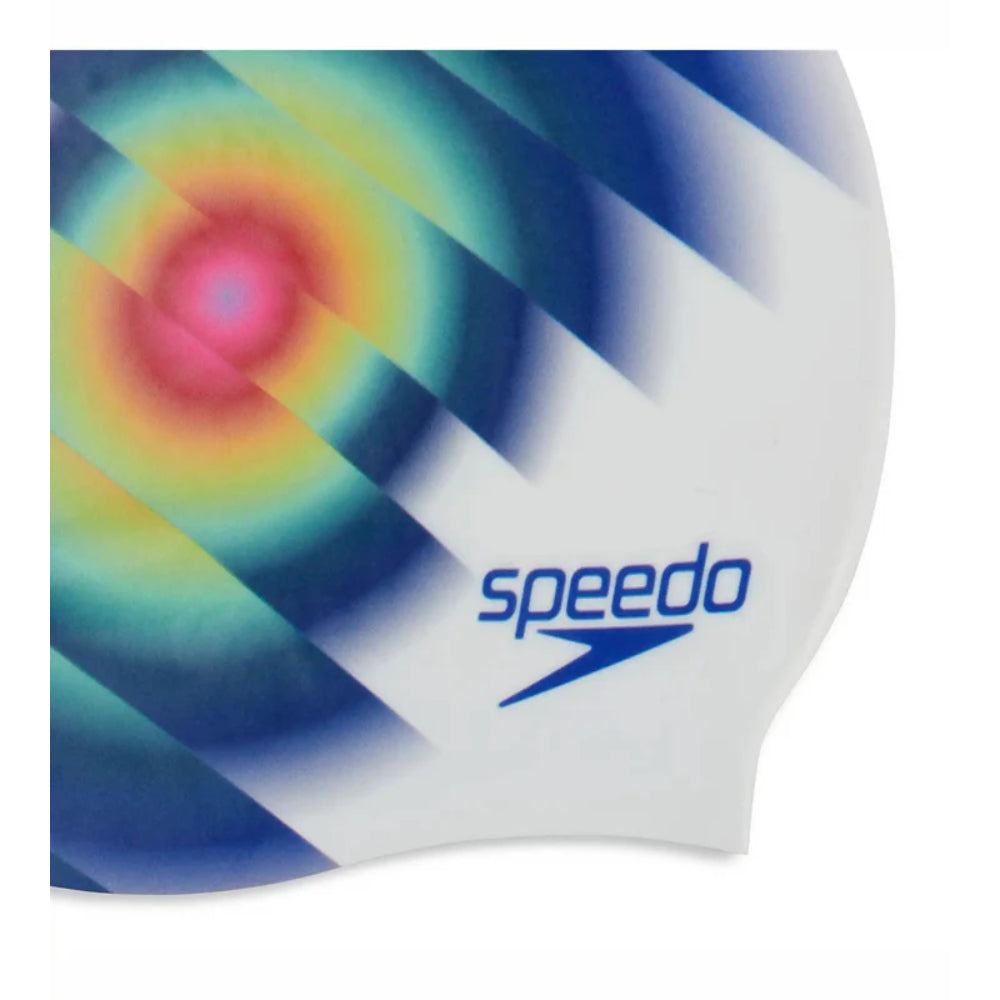 Speedo Adult's Digital Printed Swimming Cap (White/Blue)
