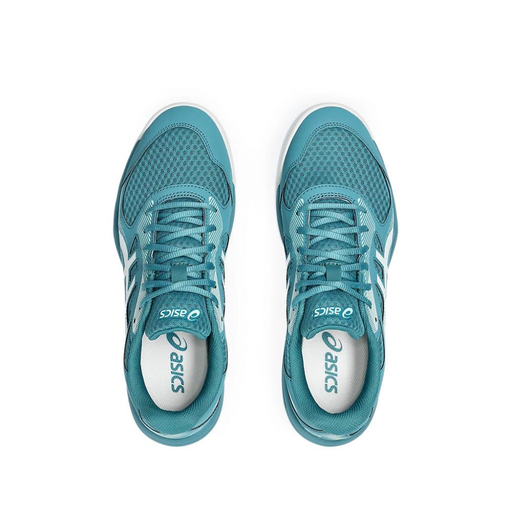 asics Upcourt 5 best badminton Blue Teal,White shoes