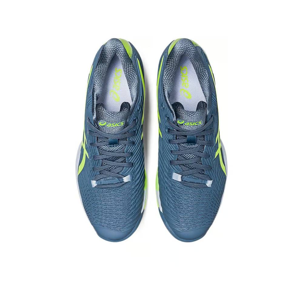 asics Solution Speed FF 2 Novak latest Steel Blue,Hazard Green tennis shoe