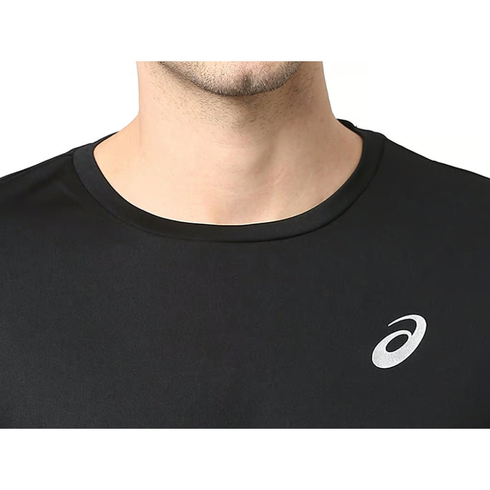 asics stretch fabric panel black top