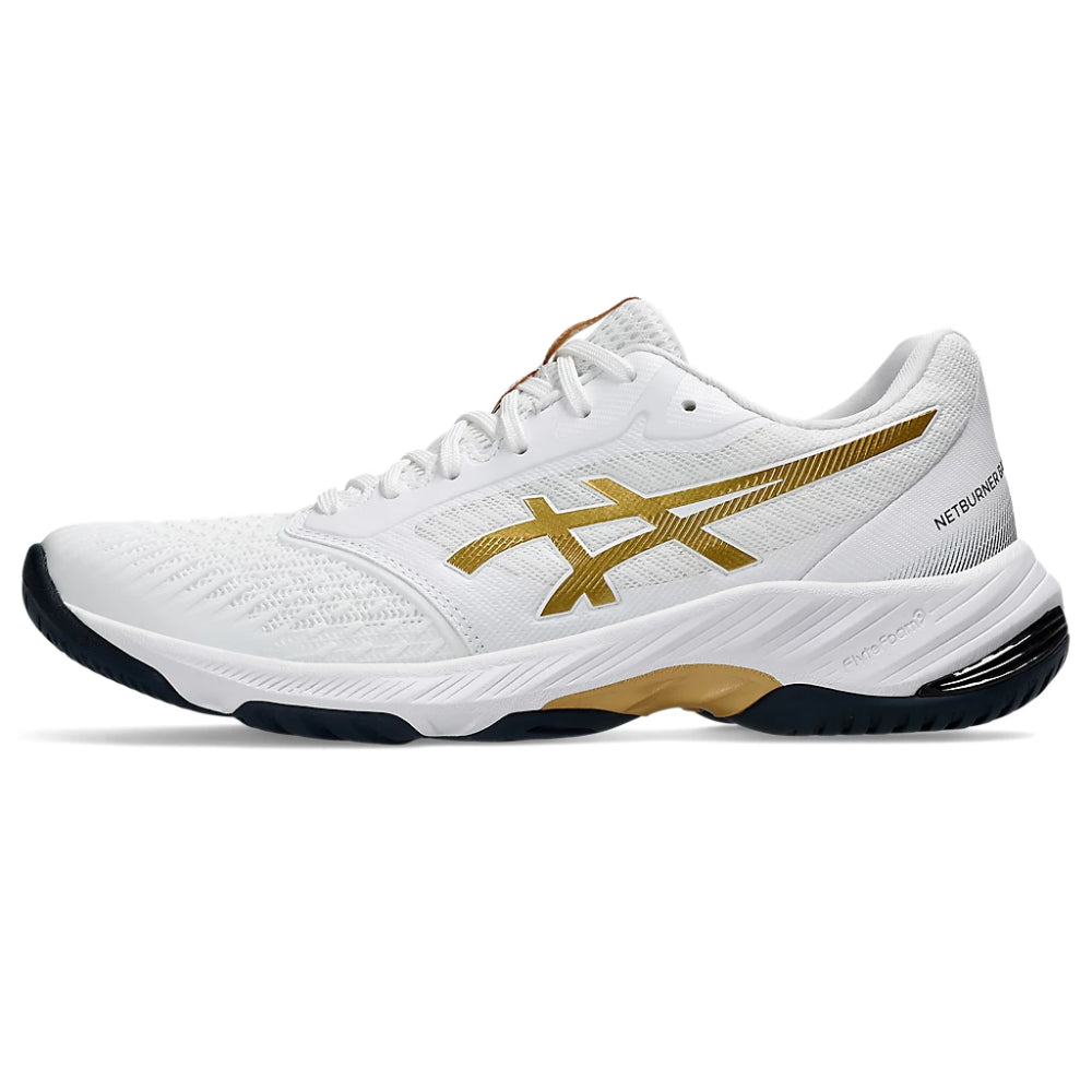 ASICS Men's Netburner Ballistic FF3 Badminton Shoe (White/Pure Gold)
