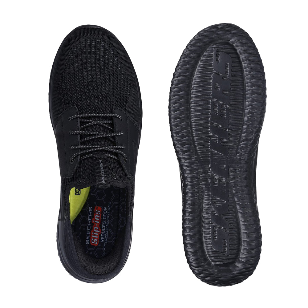 SKECHERS Men's Delson 3.0 Lavell Running Shoe (Black)