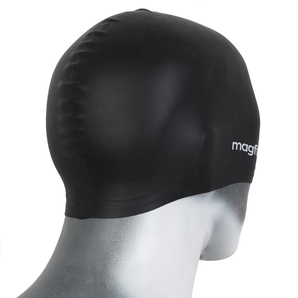 2024 top recommended  MagFit Plain Silicone Swimming Cap (Black)