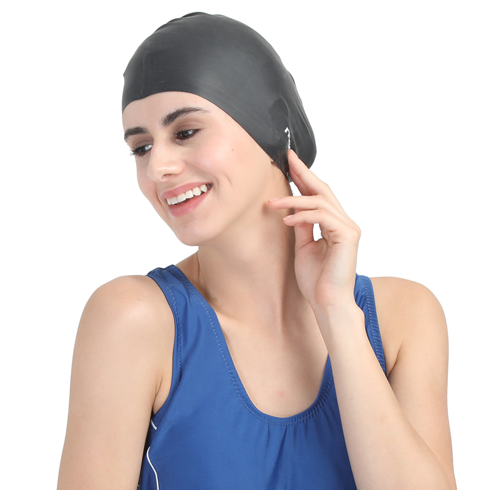 2024 best Recommended  MagFit Plain Silicone Swimming Cap (Black)