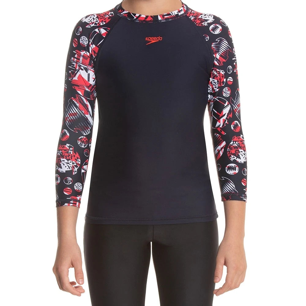 New Speedo Boy Glitchamp Allover Long Sleeve Suntop