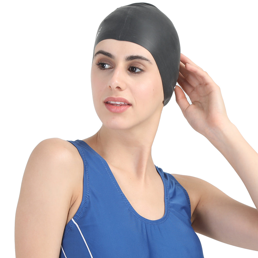 2024 best MagFit Plain Silicone Swimming Cap (Black)