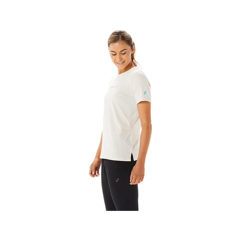 asics stretch fabric logo graphic birch top