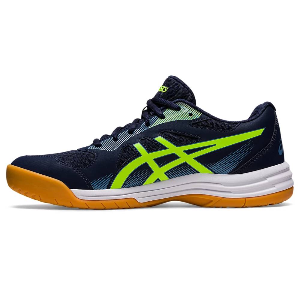 asics Upcourt 5 latest badminton Midnight,Hazard Green Shoes