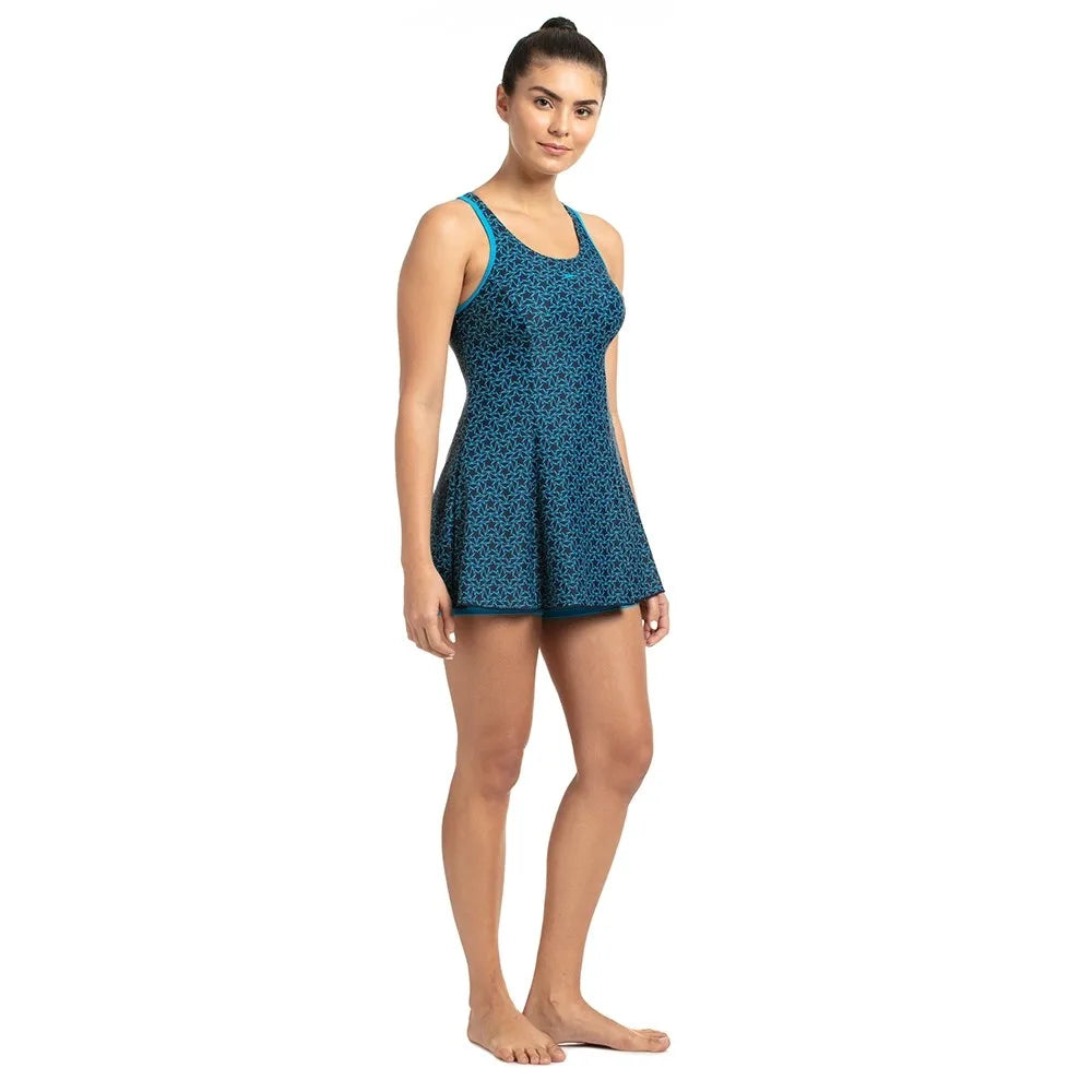 Trending Speedo Women Boomstar Allover Print Racerback Swimdress with Boyleg