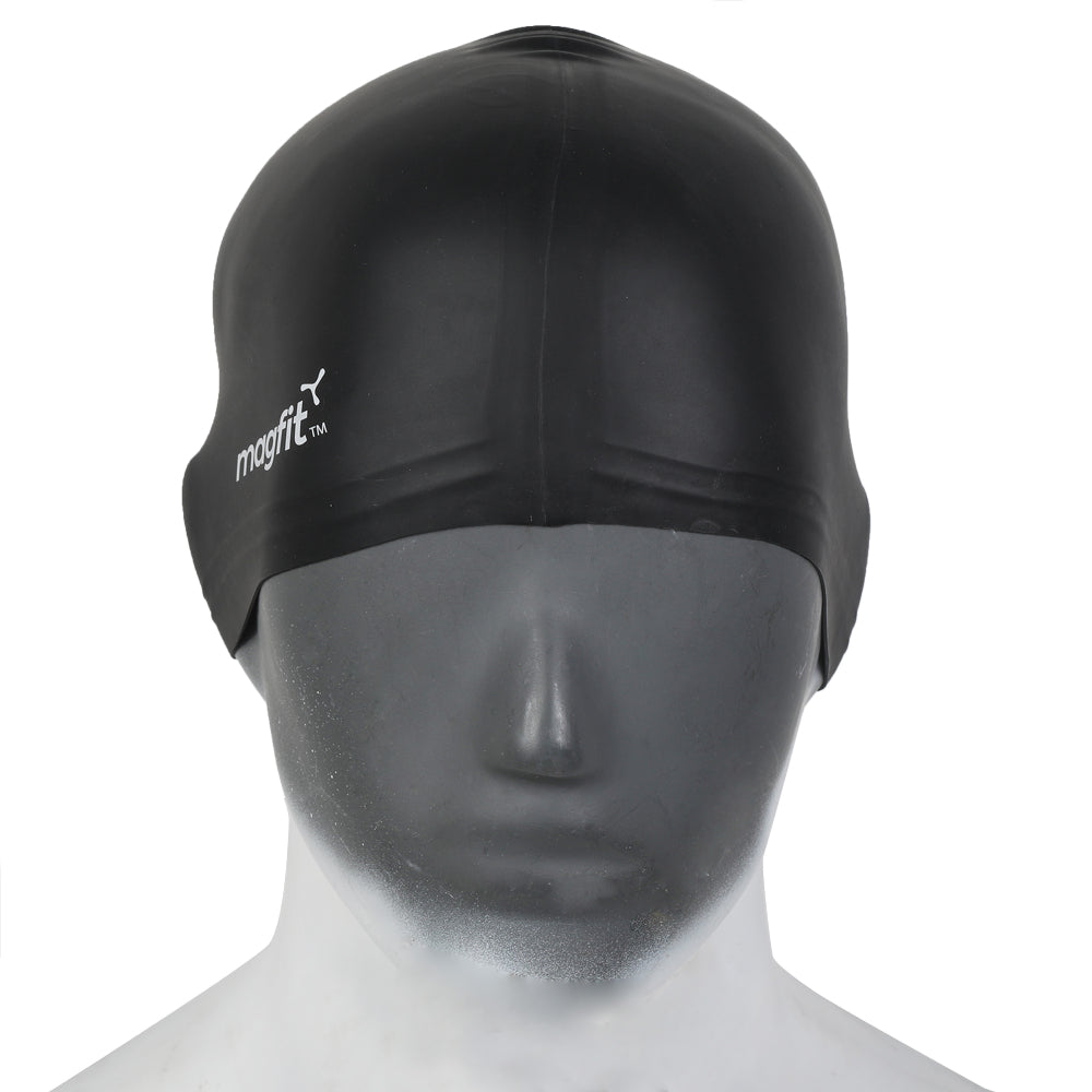 Most Recommended  MagFit Plain Silicone Swimming Cap (Black)