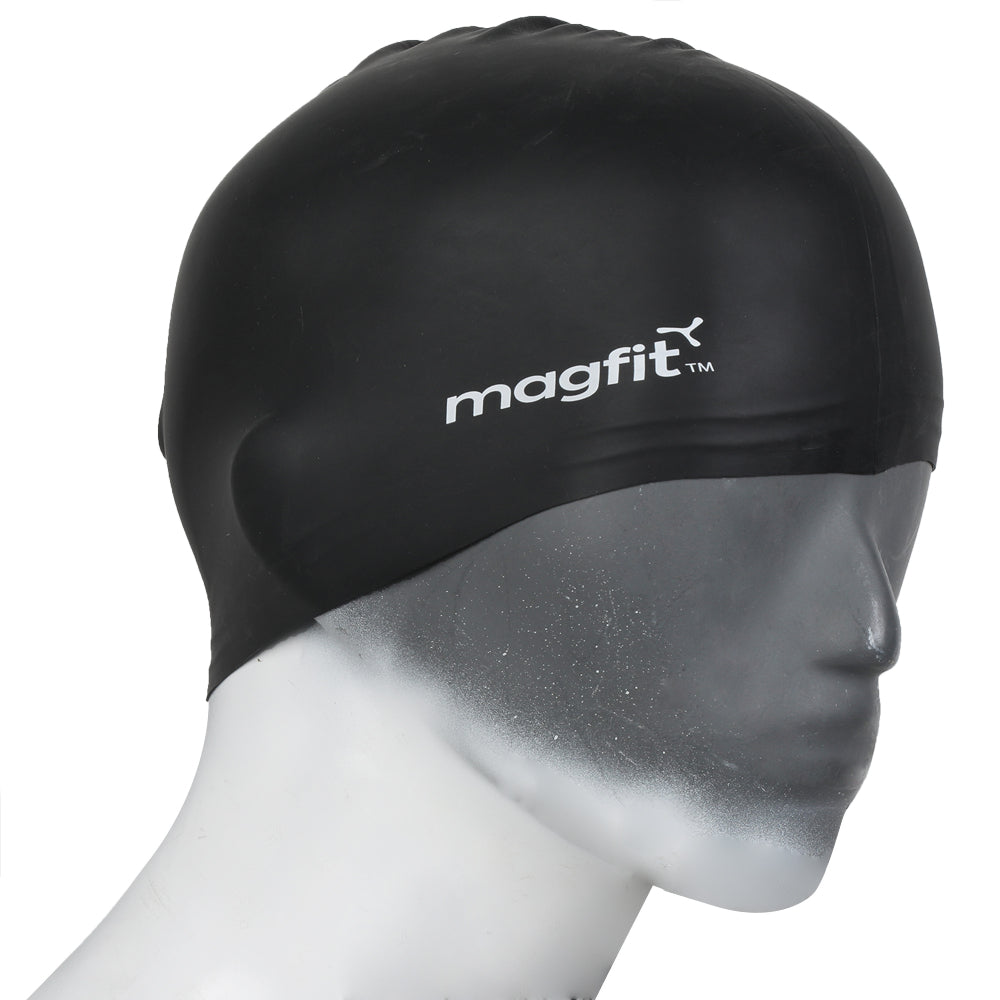Best MagFit Plain Silicone Swimming Cap (Black)