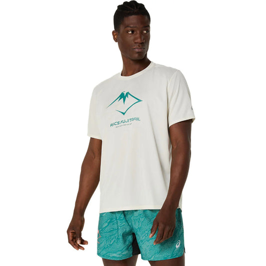 ASICS Men's Fujitrail Logo ss Top (Birch/White Sage/Rainy lake)