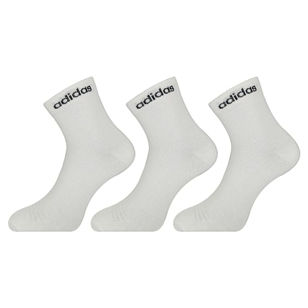 Lightweight Adidas Men Flat Knit Ankle White Socks 